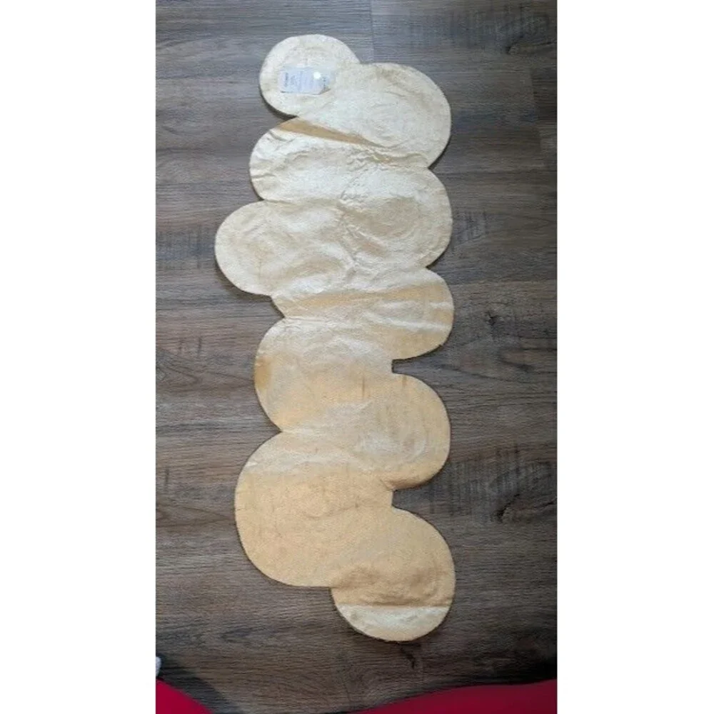Pier 1 One Glass Beaded Table Runner Round Medallion Boho Circles Tan Blue